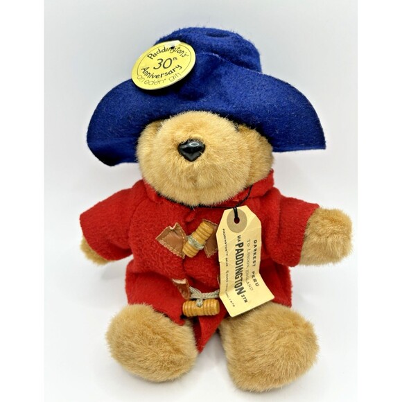 Vintage Eden Paddington Bear Plush Toy Doll w Tag Red Coat 1988 Stuffed Animal - Picture 1 of 16
